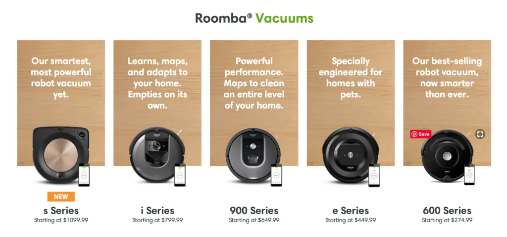 Comparison of Roomba Models 2019