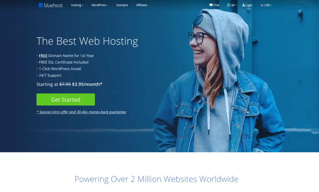 2020 Starting a blog - Welcome to Bluehost screen