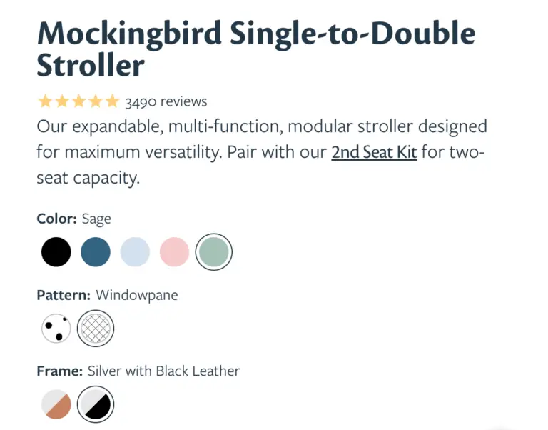 Mockingbird Stroller color options